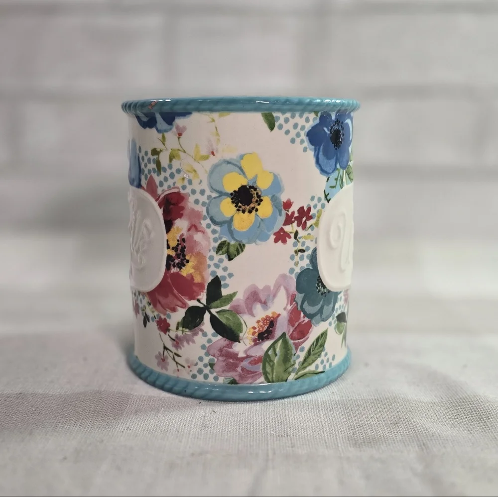 Ceramic Utensil Holder Pioneer Woman 5.5 in. Floral Mini Crock Melody Stoneware